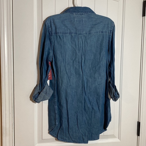 Womens Denim Long Sleeve Shirt Indigo Size Medium - Merona™ - Picture 3 of 5